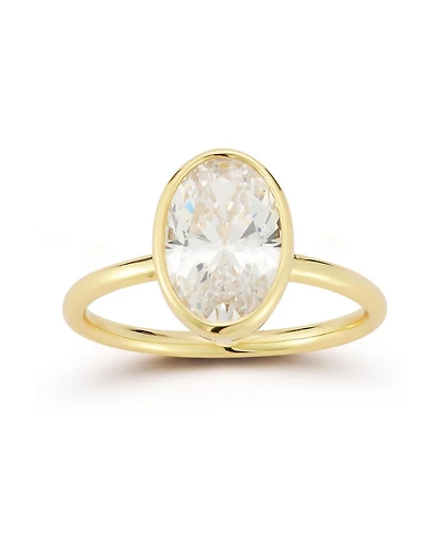Rachel Zoe 14K Gold Plated Sterling Silver Oval Cut Solitaire Ring