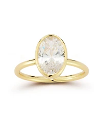 Rachel Zoe 14K Gold Plated Sterling Silver Oval Cut Solitaire Ring