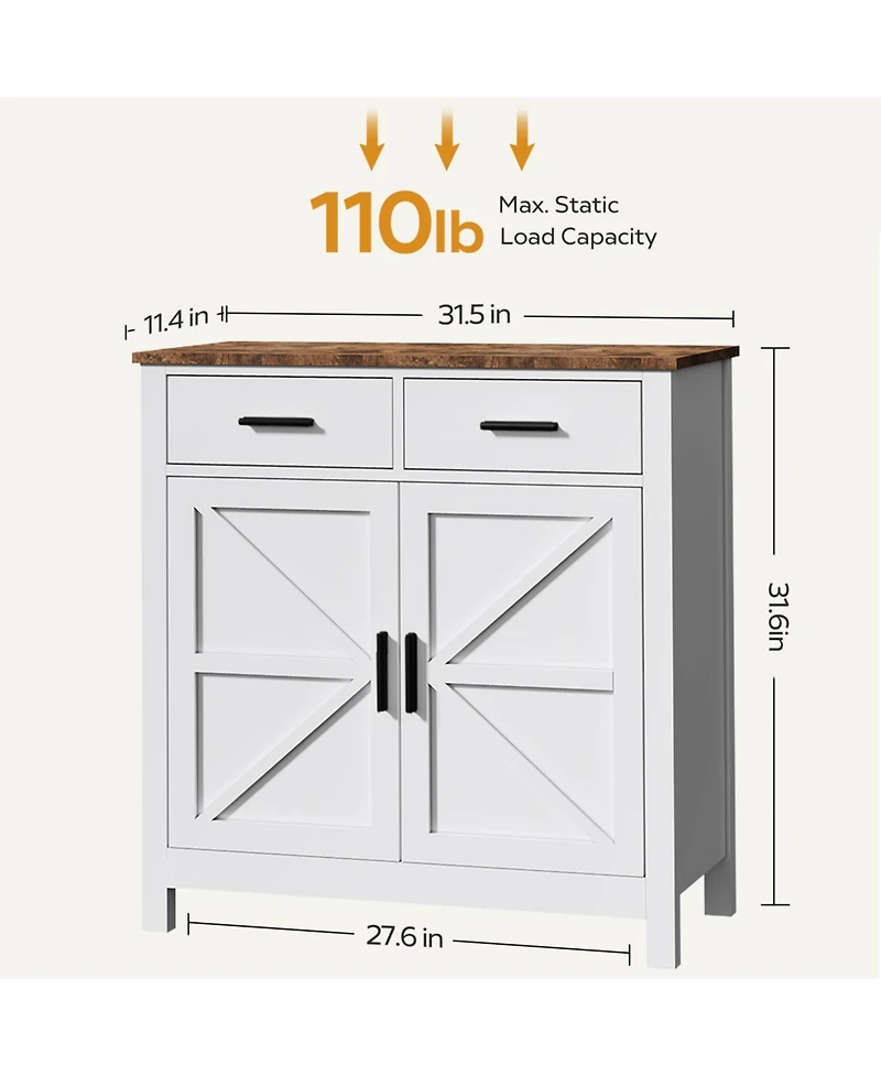 Streamdale Farmhouse Buffet Cabinet with Drawers and Doors