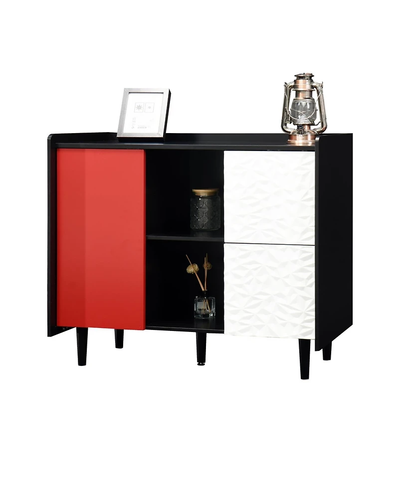Streamdale Red Accent Sideboard with Drawer and Open Shelves