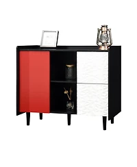 Streamdale Red Accent Sideboard with Drawer and Open Shelves