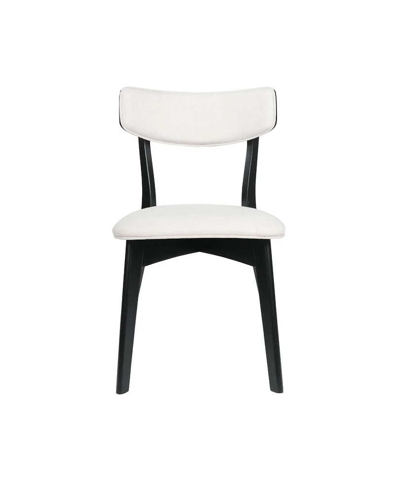 Streamdale Mid-Century Modern Upholstered Dining Chair Pair with Walnut Finish, Set of 2