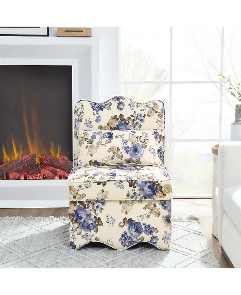 Streamdale Flannel Dining Chair with Cushion and Pillow - Blue