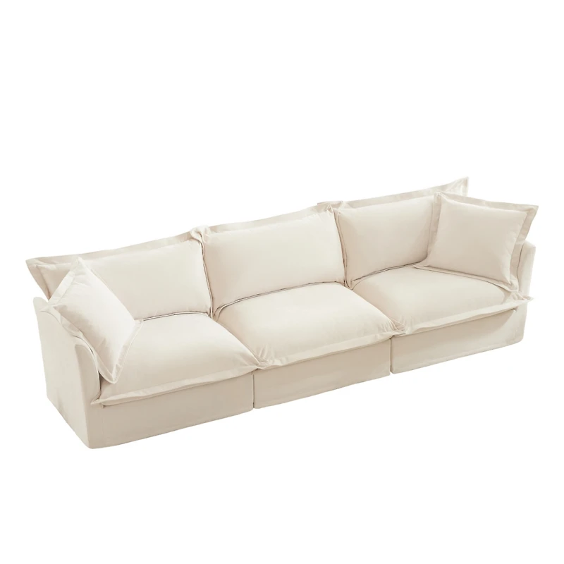 Streamdale Modern 3-Seater Sofa with Supple Arms and Plush Pillows