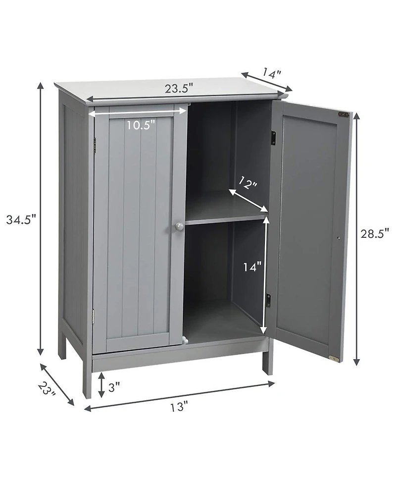 2-Door Free-Standing Bathroom Cabinet with Shelf