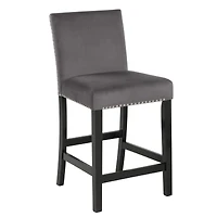 Streamdale Contemporary Velvet Counter Stool with Nailhead Trim, Set of 2, Gray