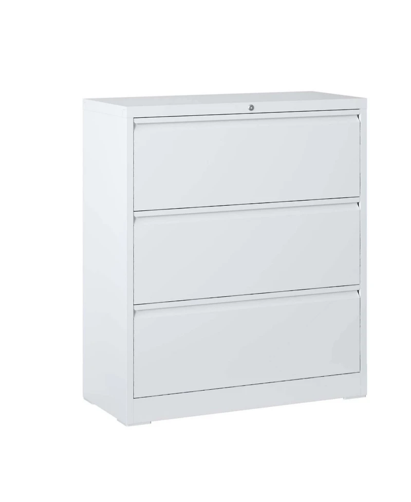 Streamdale Lockable 3-Drawer Lateral File Cabinet (White)