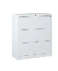Streamdale Lockable 3-Drawer Lateral File Cabinet (White)