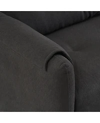 79.50 inches long, Teddy Cotton Linen Sofa Fabric, with metal conical long legs, metal strip matching, stylish and simple-Black