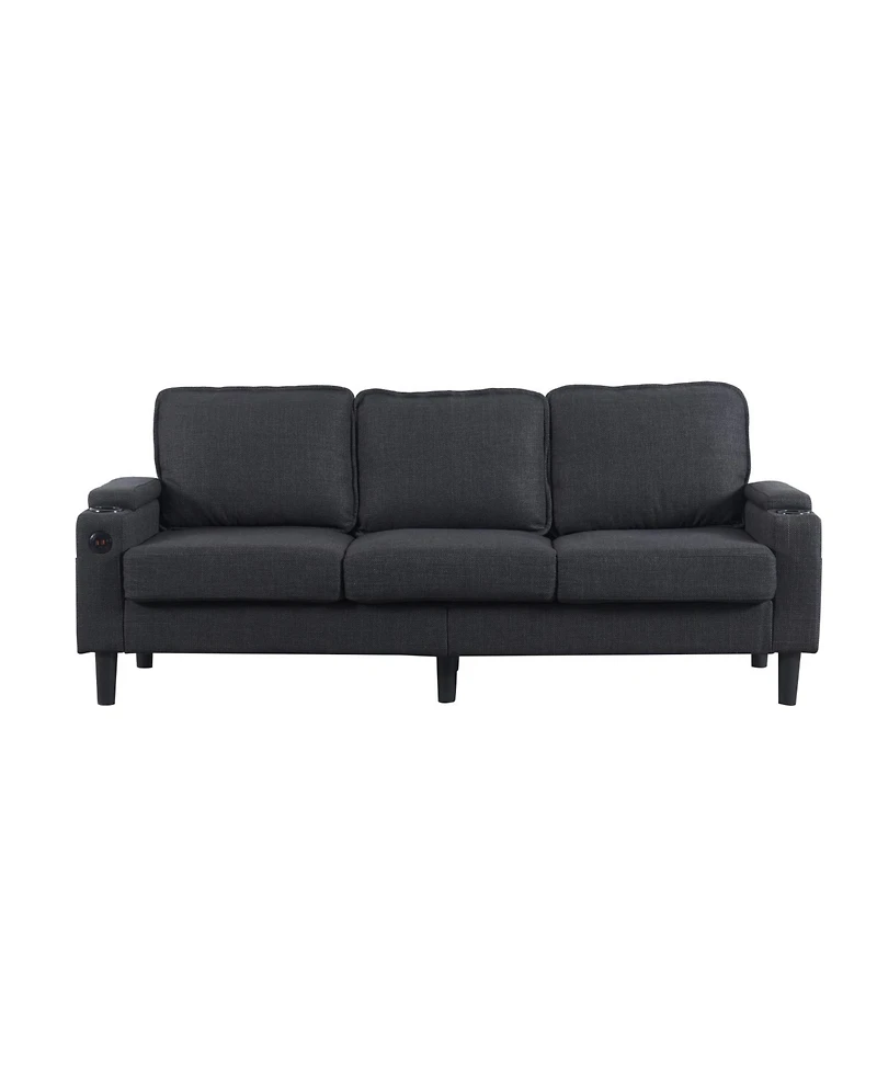 Streamdale 3-Seat Dark Grey Knockdown Sofa with Ottoman and Storage