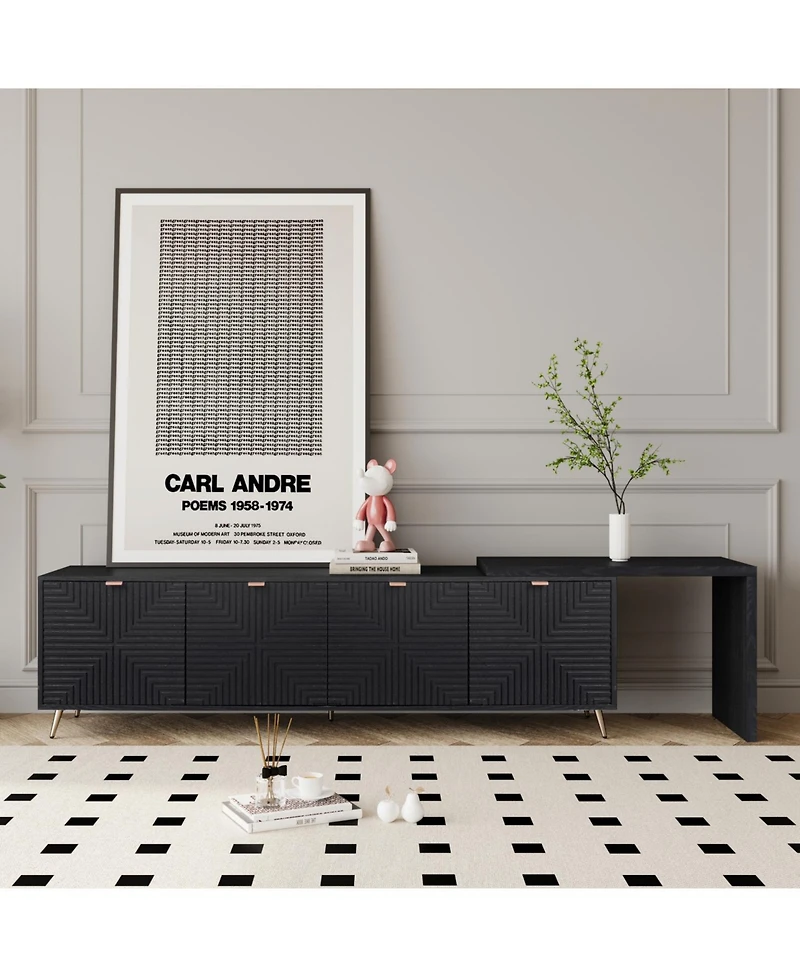 Streamdale Extendable Tv Cabinet with Storage, Adjustable Shelves, Lacquered Wood Veneer