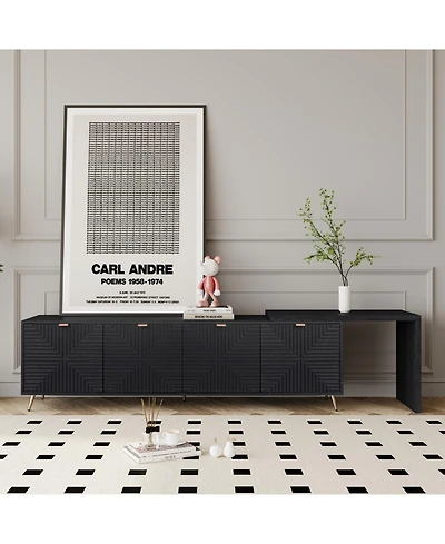 Streamdale Extendable Tv Cabinet with Storage, Adjustable Shelves, Lacquered Wood Veneer