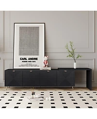 Streamdale Extendable Tv Cabinet with Storage, Adjustable Shelves, Lacquered Wood Veneer