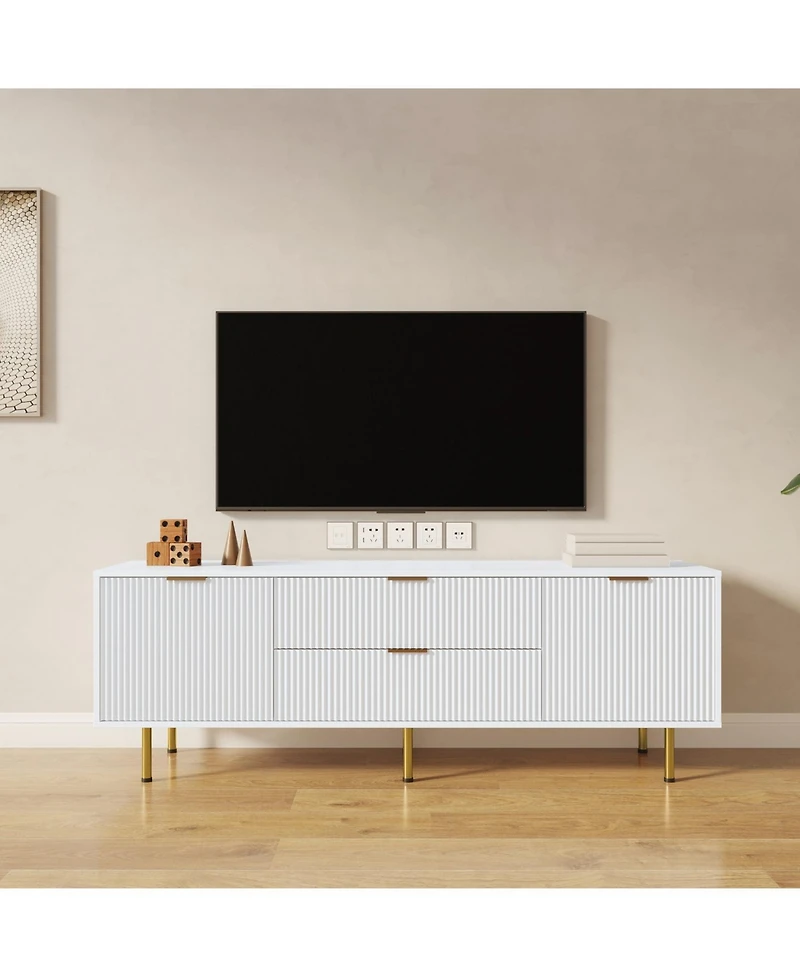 Streamdale Modern warm white Tv cabinet, for Living Room Bedroom
