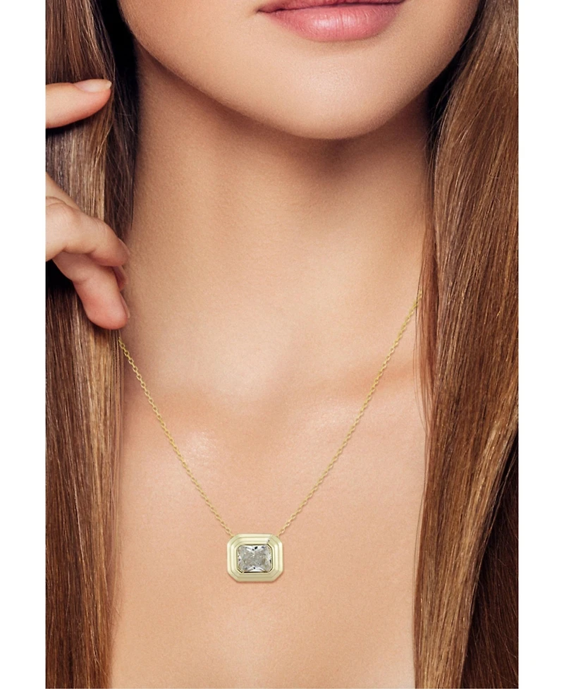 Rachel Zoe 14K Gold Plated Sterling Silver Radiant Cut Solitaire Necklace