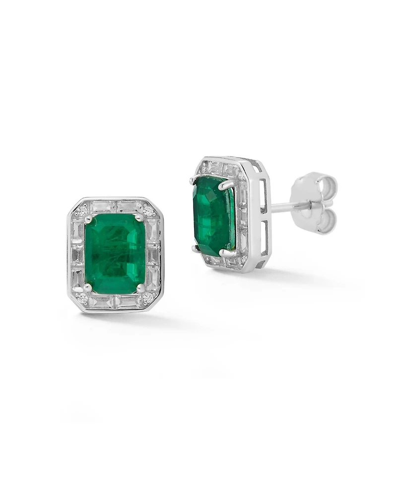 Rachel Zoe 14K Gold Plated Sterling Silver Emerald Cut Studs