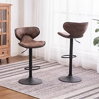 Streamdale Furniture Masaccio Leatherette Airlift Adjustable Swivel Barstools, Set of 2