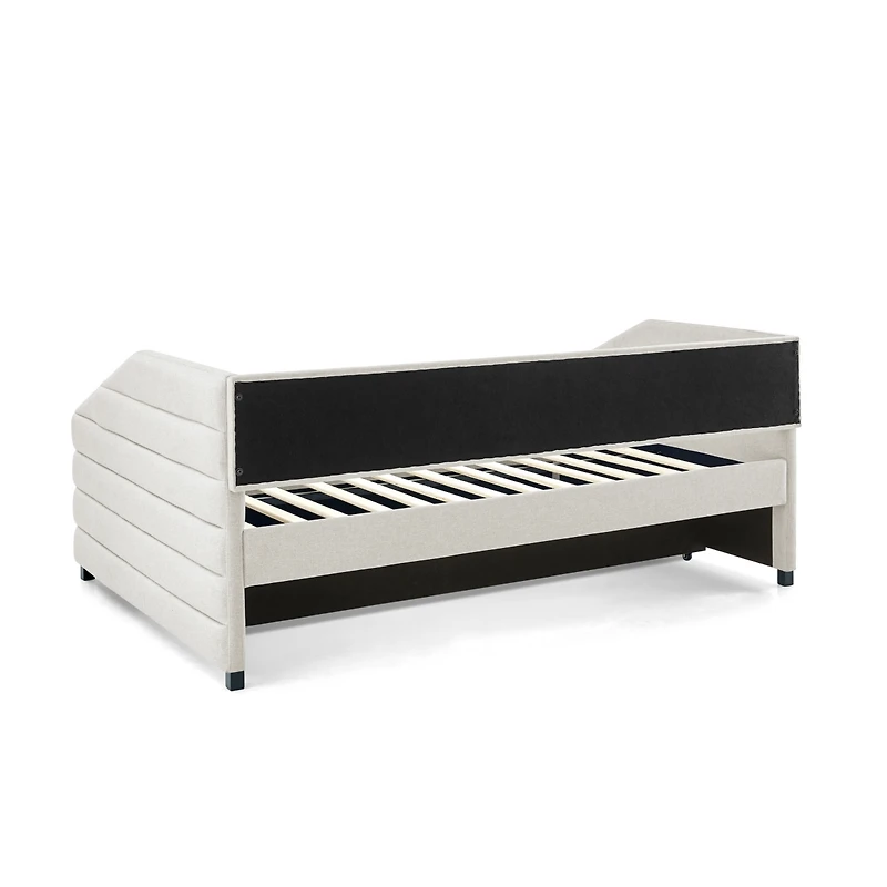 Streamdale Furniture Streamdale Tufted Sofa Daybed with Trundle (Beige, 82.5" x 58" x 34