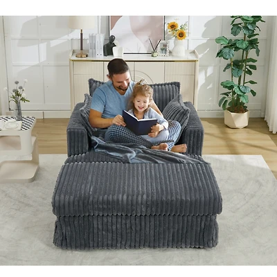 Streamdale Oversized Corduroy Chaise Lounge with Ottoman