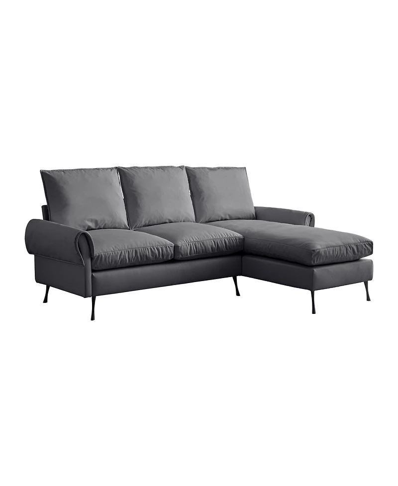 Streamdale Furniture Contemporary Technical Leather Sofa with Reversible Chaise Lounge