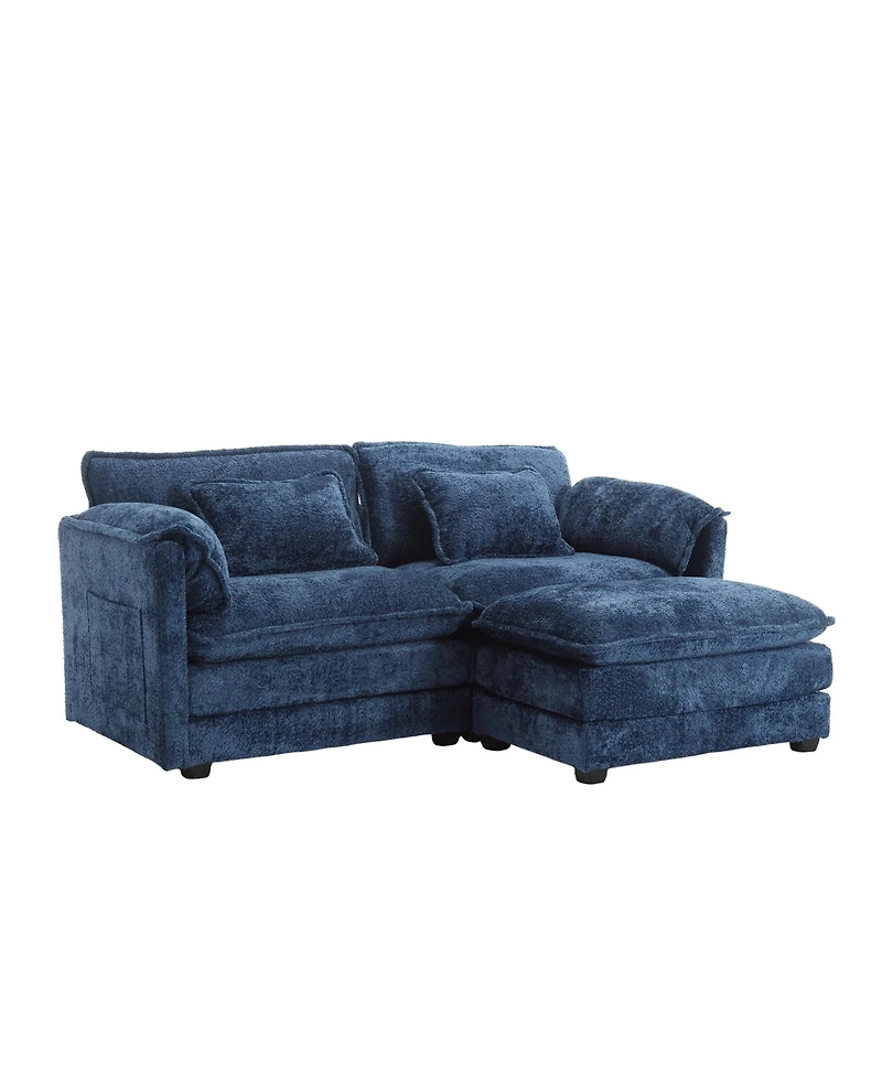 Streamdale Chenille fabric, removable armrests with side pockets, high density sponge filling, oversized double sofa with footstool
