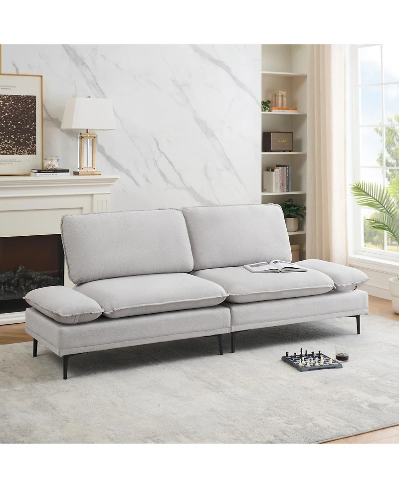 Streamdale Woven Cotton Linen Curtains in Light Grey (89")