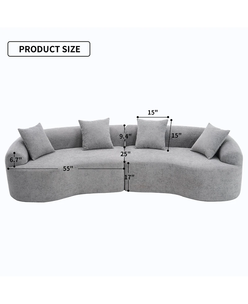 Streamdale 4-Seater Light Gray Sofa with Chenille Fabric and Pillows