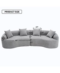 Streamdale 4-Seater Light Gray Sofa with Chenille Fabric and Pillows