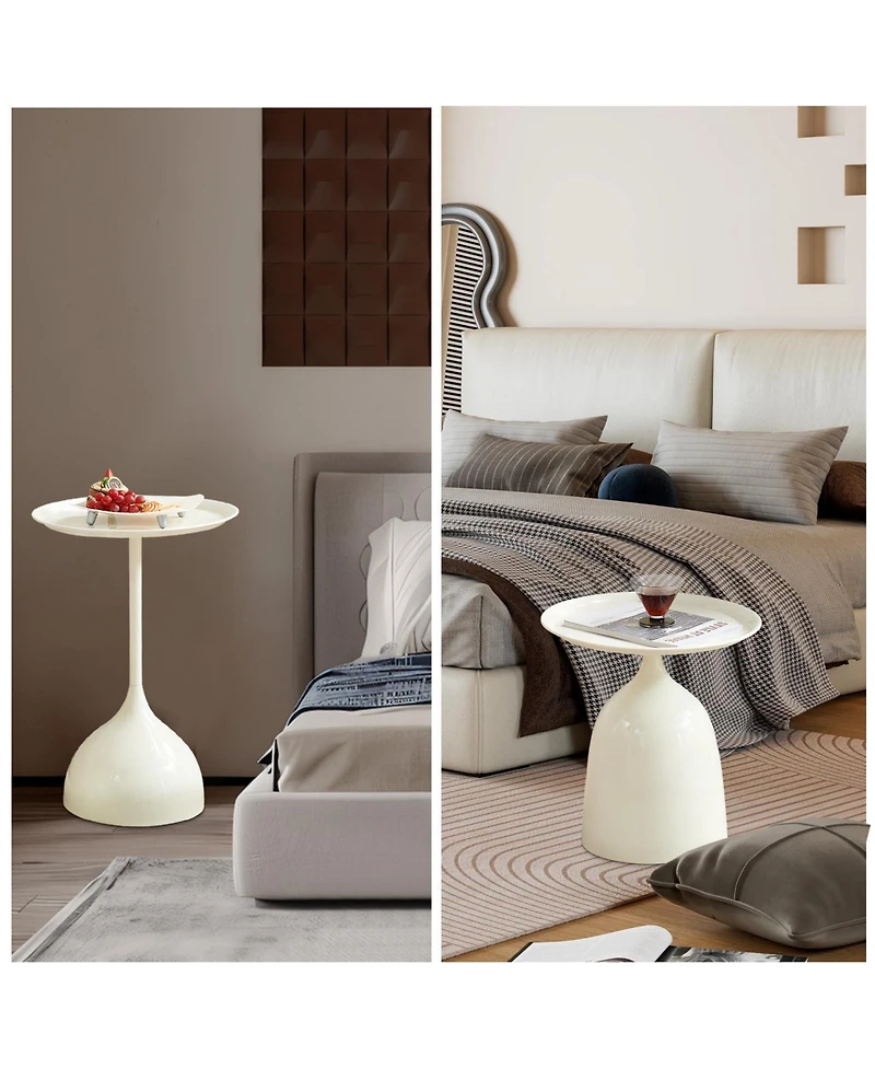 Streamdale 3-Minutes Assembly Premium Metal Side Tables with Raised Edges