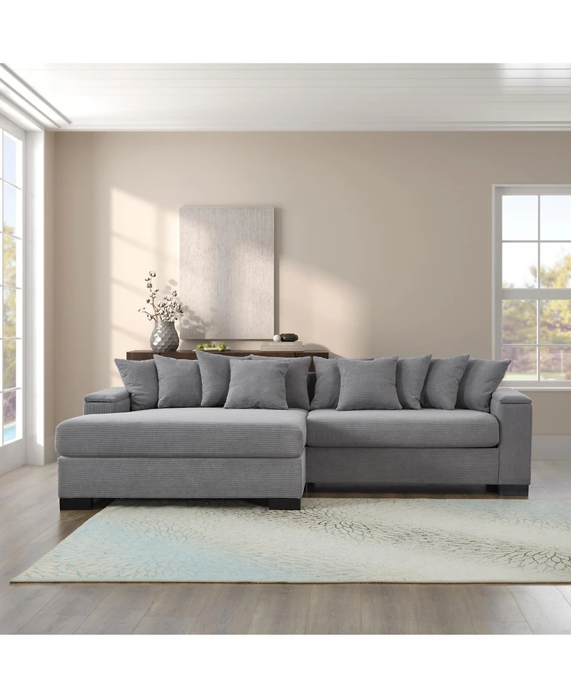 Streamdale Luxury Corduroy Sectional Sofa with Convertible Chaise