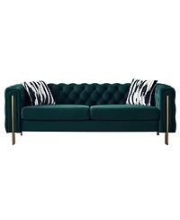 Streamdale Chesterfield Modern Tufted Velvet Living Room Sofa, 84.25"W Couch,Green