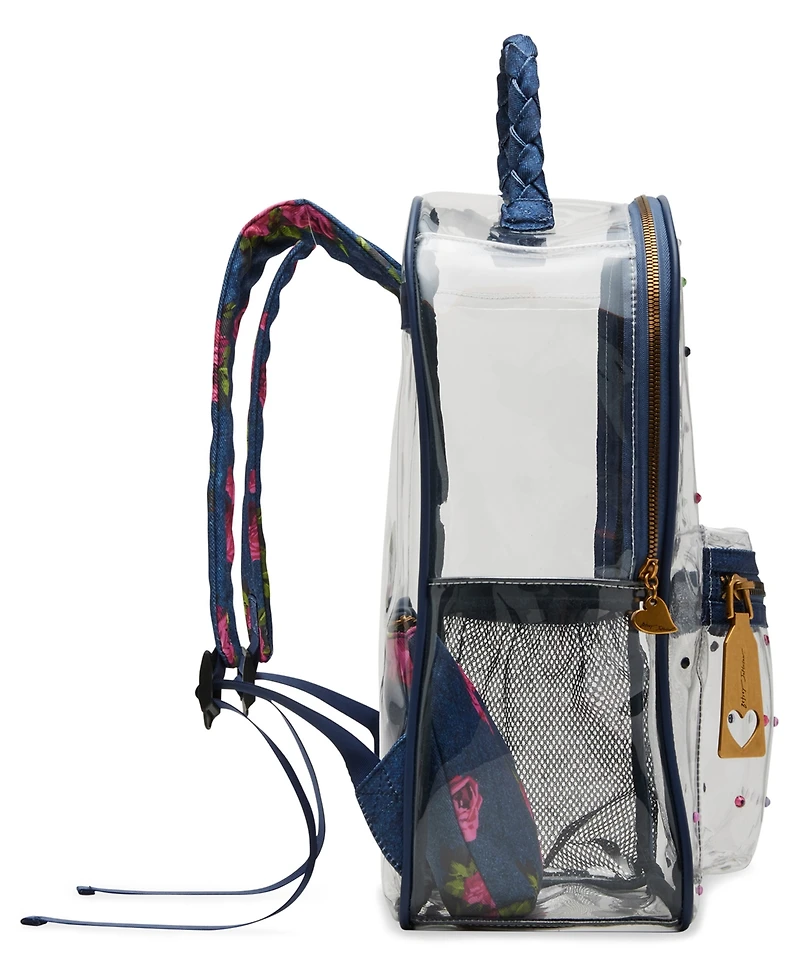 Betsey Johnson Clear Denim With Pouch Medium Backpack