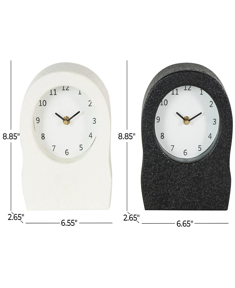 Rosemary Lane 9" Metal Textured Decorative Clock with Gold Accents, Set of 2