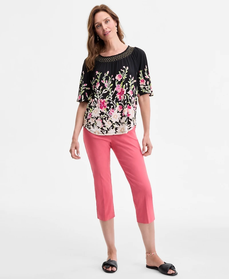 Jm Collection Women's Printed Scoop-Neck Top, Exclusively at Macy's