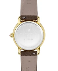 Frederique Constant Women's Classics Quartz Moonphase Brown Leather Strap Watch 30mm