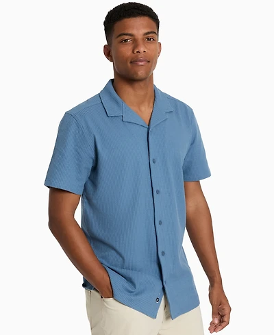Kenneth Cole Men's Short Sleeve Seersucker Camp Shirt