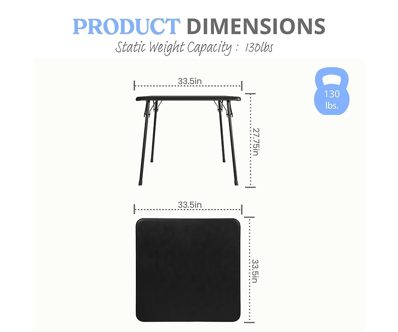Foldable Card Table With Vinyl Top - Game Portable