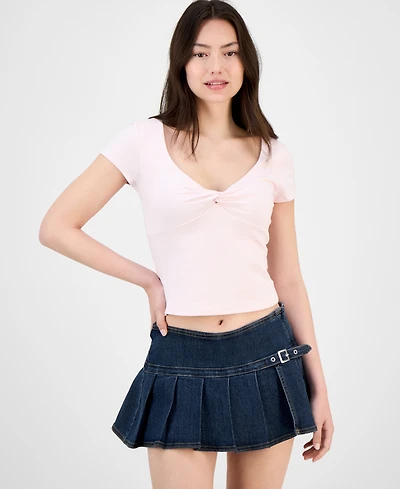 Madden Girl Juniors' Twist-Front Scoop-Neck Top