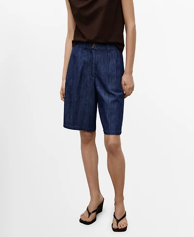 Mango Women's Rinse-Wash Denim Bermuda Shorts