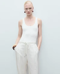 Mango Women's Striped Combined Knitted Jumpsuit