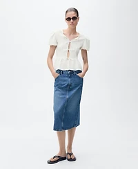 Mango Women's Bow Closure Textured Blouse