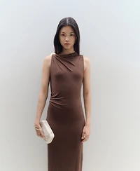 Mango Women's Metallic Detail Draped Dress