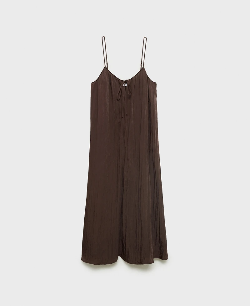 Mango Women's Bow Detail Textured Midi Dress