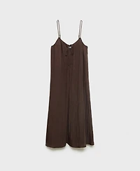 Mango Women's Bow Detail Textured Midi Dress