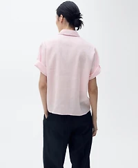 Mango Women's Short Sleeve Linen-Blend Shirt