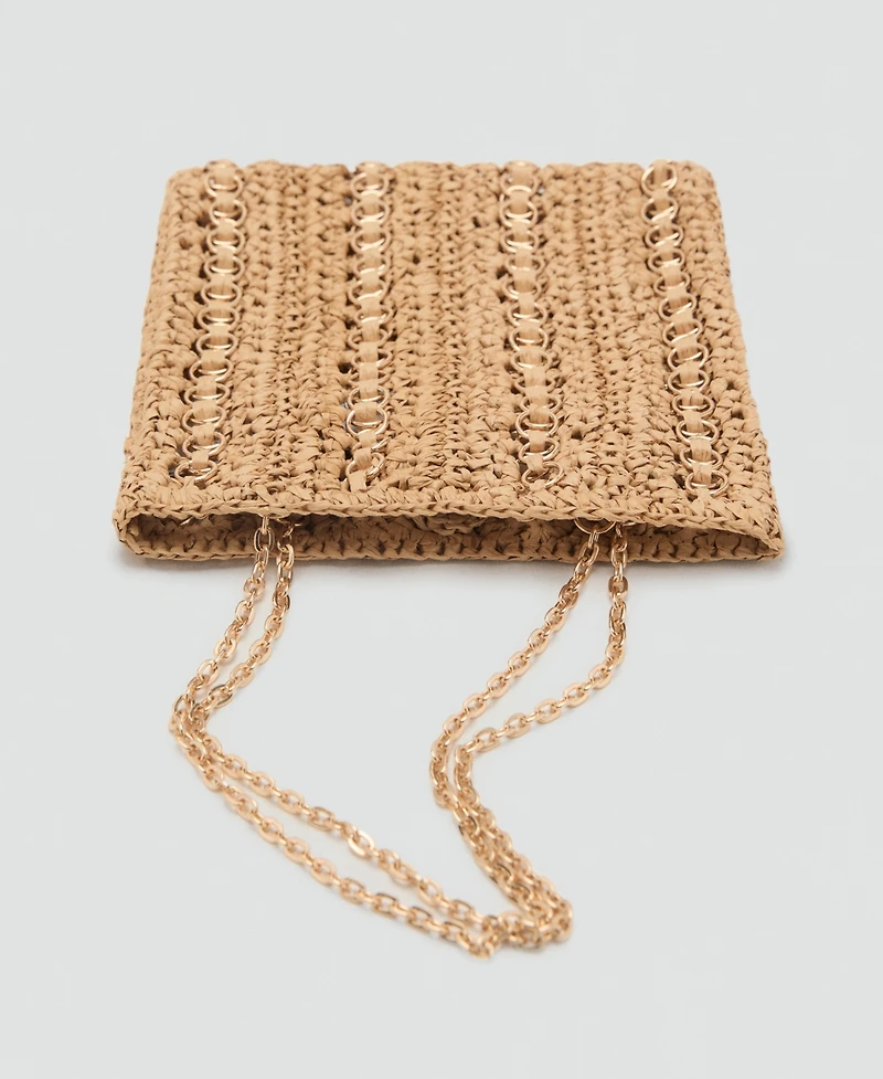 Mango Women's Metal Rings Natural Fiber Bag