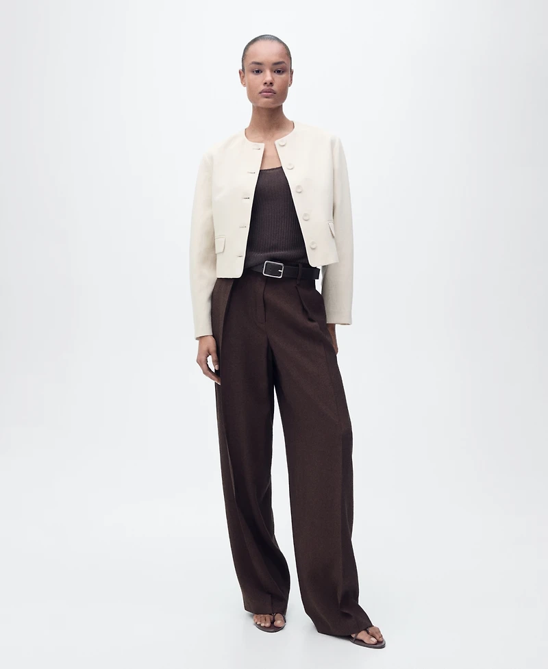 Mango Women's Buttoned Linen-Blend Jacket