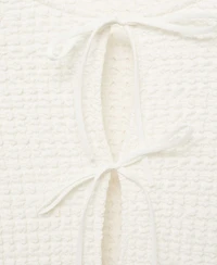 Mango Women's Bow Closure Textured Blouse