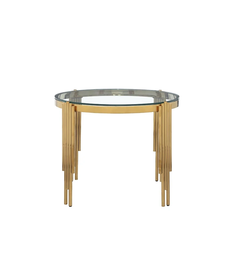 Streamdale 38.6" Glass Dining Table with Gold Legs