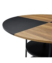 Streamdale 47" Round Dining Table - Storage, Wood & Black Design